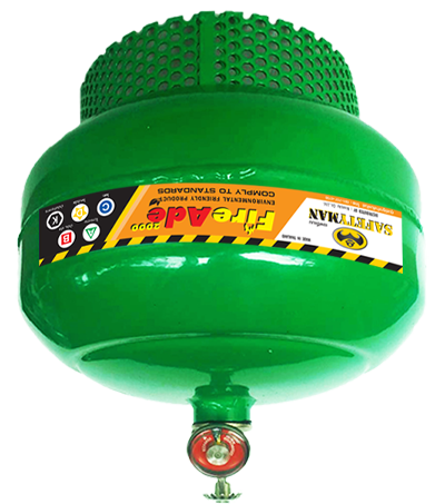 ถังดับเพลิงอัตโนมัติ เคมีสูตรน้ำ สีเขียว แขวนเพดาน เซฟตี้แมน (SAFETYMAN) – บจก. ไนน์สกาย