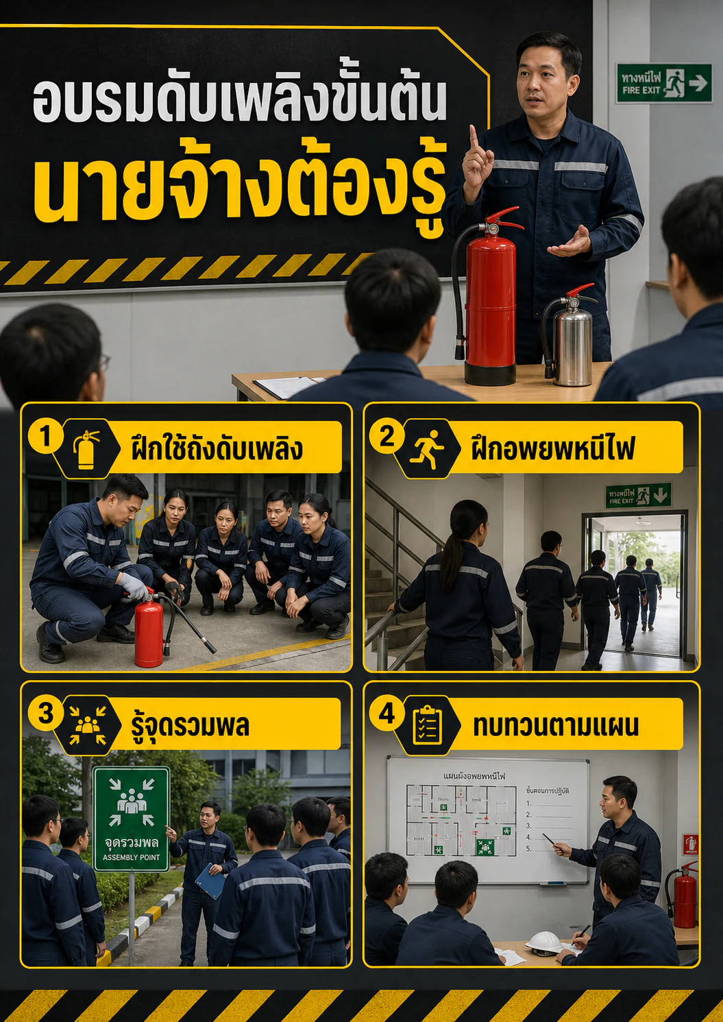 อินโฟกราฟิก: อบรมดับเพลิงขั้นต้น กฎหมายบังคับนายจ้างต้องรู้