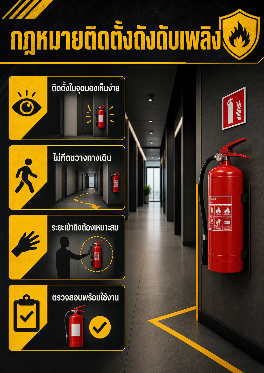 อินโฟกราฟิก: กฎหมายติดตั้งถังดับเพลิง 2568 เจ้าของอาคารต้องรู้