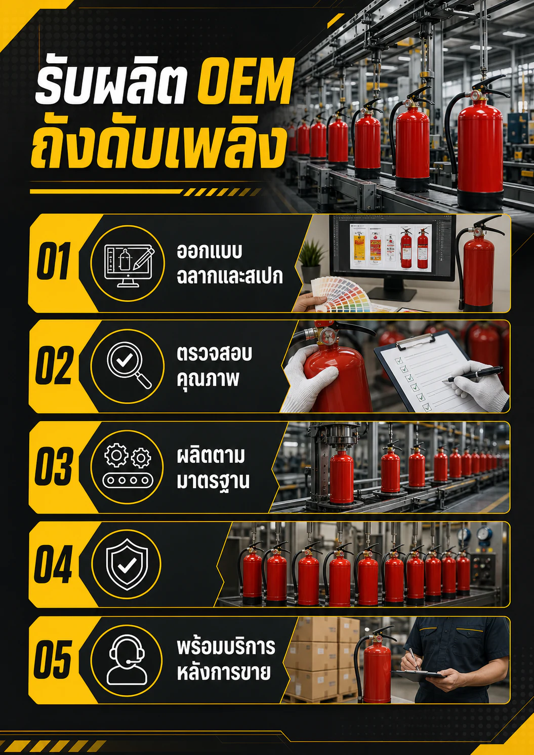 อินโฟกราฟิก: รับผลิต OEM ถังดับเพลิง โรงงานมาตรฐาน มอก.
